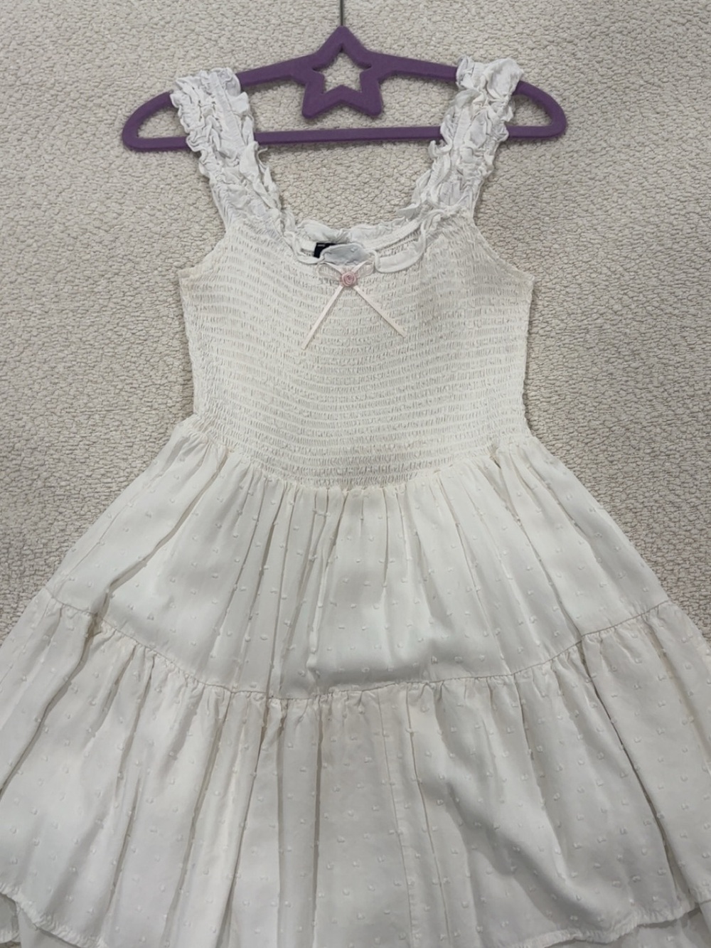Ivory Smocked Sundress with Ruffled Straps